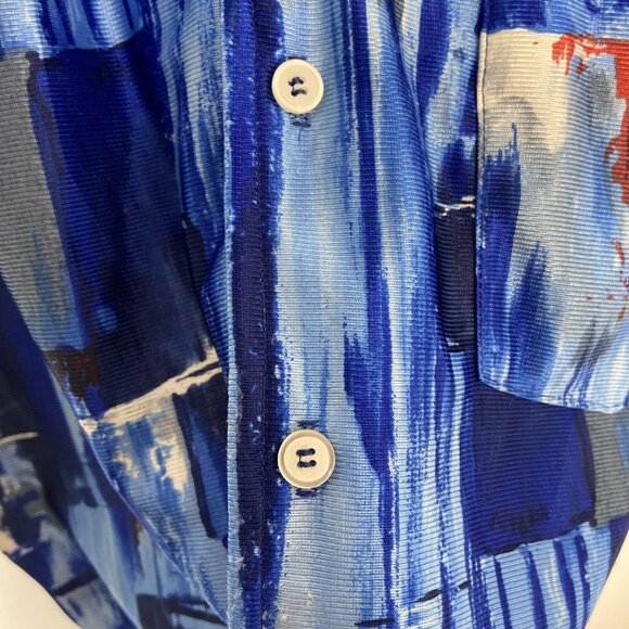 Vintage Capri West Townline 70s Men L Disco Psychedelic Polyester Button Shirt - Picture 6 of 7